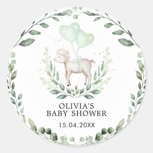 Sticker Rond Petite agneau Printemps vert bébé mouton Douche (Devant)