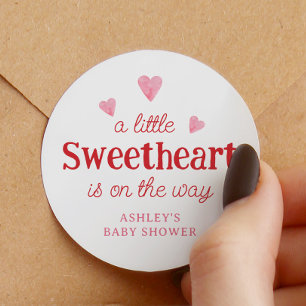 Sticker Rond Petite amoureuse fille Baby shower coeur