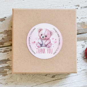 Sticker Rond Petite amoureuse ours Baby shower Merci