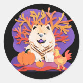 Sticker Rond PETITE BOO Crème Chow choisir la taille (Devant)