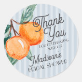 Sticker Rond Petite Chérie Faveur de Fête de Mariage au Citrus (Devant)