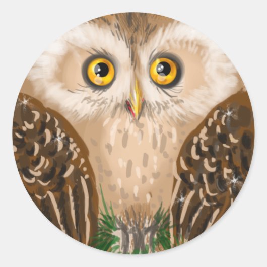 Sticker Rond Petite chouette brune (Devant)