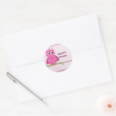 Sticker Rond Petite Chouette rose (Enveloppe)