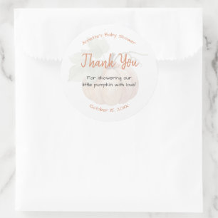 Sticker Rond Petite Citrouille Baby Shower Remerciement Aquarel