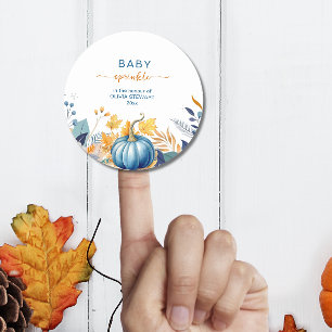 Sticker Rond Petite citrouille bleue pour fête prénatale de béb