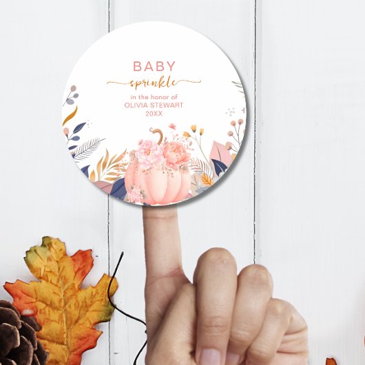 Sticker Rond Petite citrouille rose bébé sprinkle classique ron