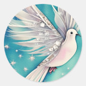 Sticker Rond Petite colombe blanche aux ailes éthérées (Devant)