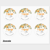 Sticker Rond Petite cutie agrumes oranges anniversaire merci (Feuille)
