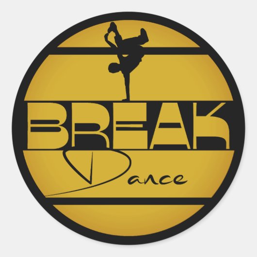 Sticker Rond Petite danseuse Break danse jaune (Devant)
