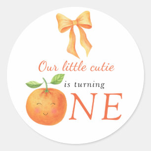 Sticker Rond Petite Douce Orange Citron 1er Anniversaire