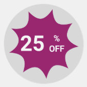 Sticker Rond Petite entreprise 25% DE RÉDUCTION Promotionnelle (Devant)