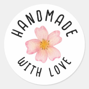 Sticker Rond Petite Entreprise Artisanal Fait avec Amour - Fleu
