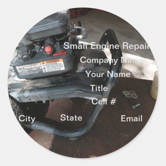 Sticker Rond petite entreprise de réparation de moteurs (Devant)