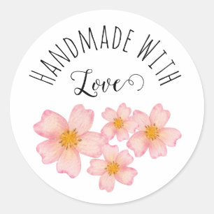 Sticker Rond Petite Entreprise Fabriquée à la Main avec Amour -