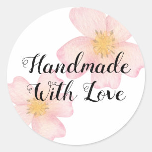 Sticker Rond Petite Entreprise Faite Main Avec Amour - Fleurs R