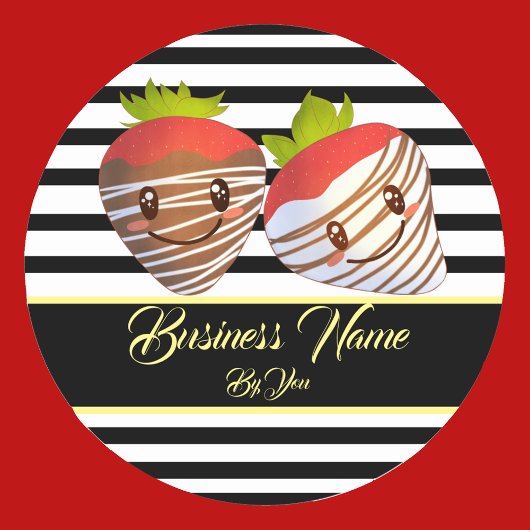 Sticker Rond Petite entreprise Fraise Sweets Shop