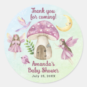 Sticker Rond Petite Fée Baby Shower Remerciements Capricieux