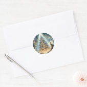 Sticker Rond Petite fée de Noël dans une forêt enchantée (Enveloppe)