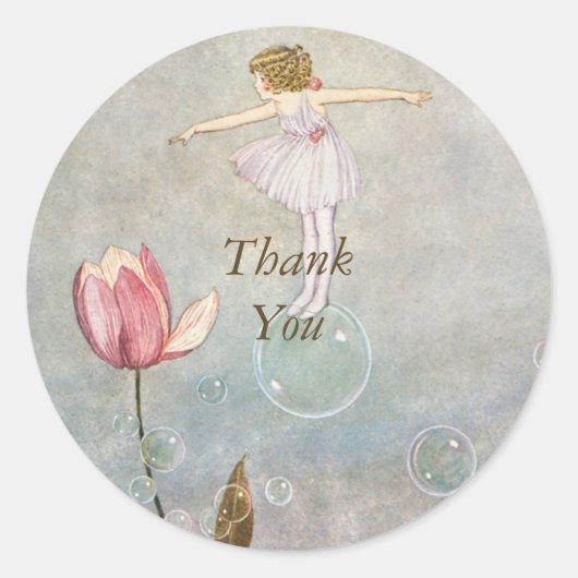 Sticker Rond Petite fée sur une bulle (Devant)