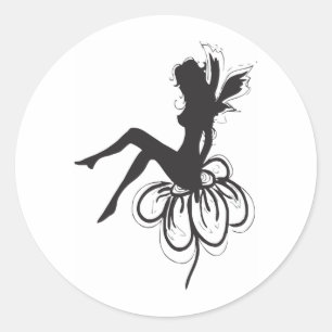 Sticker Rond Petite fée sur une fleur