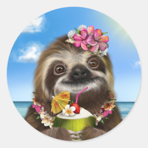 Sticker Rond Petite fentes moelleuse avec un cocktail de coco