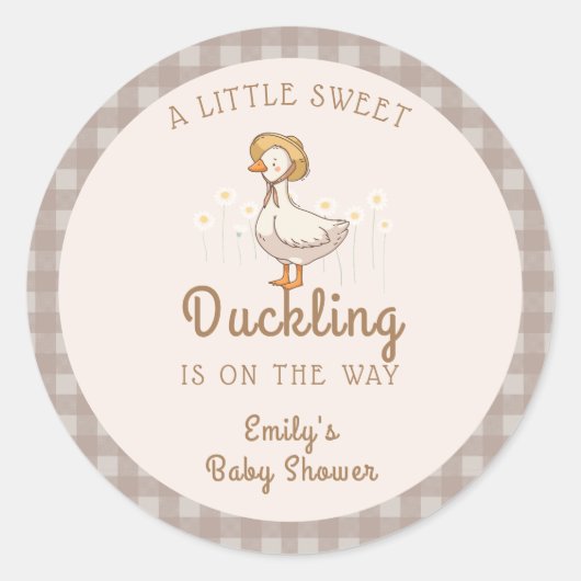 Sticker Rond Petite ferme En vichy Baby shower (Devant)