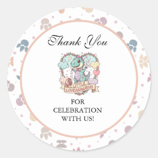 Sticker Rond Petite fête d'anniversaire de Dino Sweet