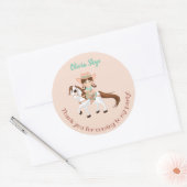 Sticker Rond Petite fille au cheval Filles Anniversaire (Enveloppe)