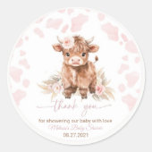 Sticker Rond Petite fille Baby shower de la vache sainte (Devant)