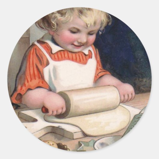 Sticker Rond Petite Fille Cuisinière Cookies (Devant)