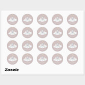 Sticker Rond Petite fille d'arachide Baby shower Eléphant rose (Feuille)