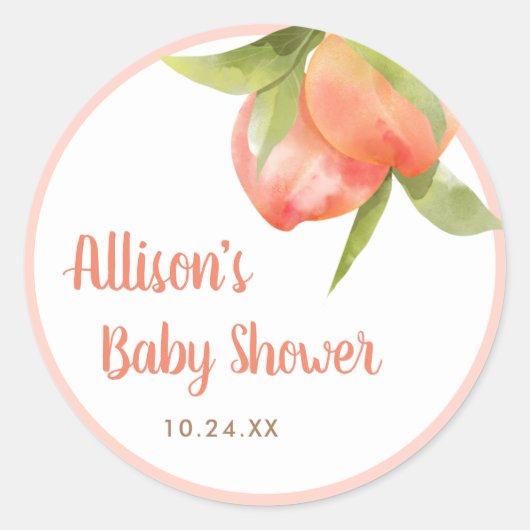 Sticker Rond Petite fille de pêche Baby shower Faveurs (Devant)