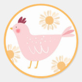 Sticker Rond Petite Fille De Poulets Ferme Pâques Poulet Annive (Devant)