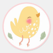 Sticker Rond Petite Fille De Poulets Ferme Pâques Poulet Annive (Devant)