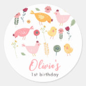 Sticker Rond Petite Fille De Poulets Ferme Pâques Poulet Annive (Devant)