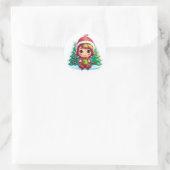 Sticker Rond Petite fille Elf Xmas Magie (Sac)