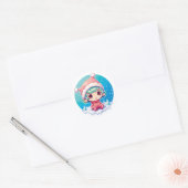 Sticker Rond Petite fille Elf Xmas Magie (Enveloppe)