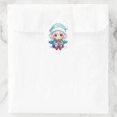 Sticker Rond Petite fille Elf Xmas Magie (Sac)