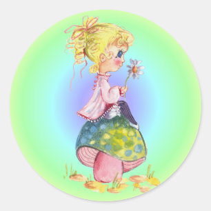 Sticker Rond PETITE FILLE ET CHAMBRE à MOUSSER par SHARON SHARP