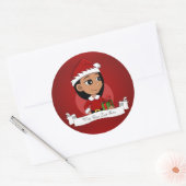 Sticker Rond Petite fille hispanique aux cheveux noirs longs (Enveloppe)