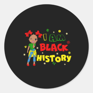 Sticker Rond Petite Fille Je Suis Mois de l'Histoire des Noirs