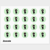 Sticker Rond Petite fille Ninja en vert (Feuille)