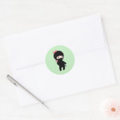 Sticker Rond Petite fille Ninja en vert (Enveloppe)