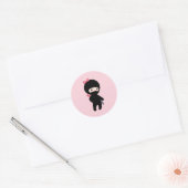 Sticker Rond Petite fille Ninja rose (Enveloppe)