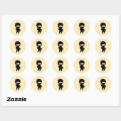 Sticker Rond Petite fille Ninja sur jaune (Feuille)