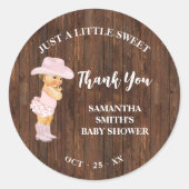 Sticker Rond Petite fille rose Baby shower occidental Merci (Devant)