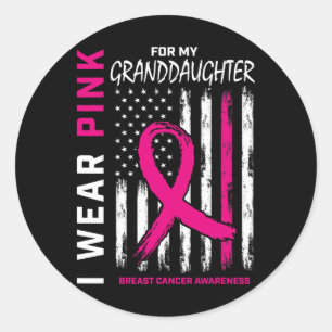 Sticker Rond Petite-fille rose Sensibilisation au cancer du sei