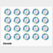 Sticker Rond Petite fille Sirène 4e anniversaire (Feuille)