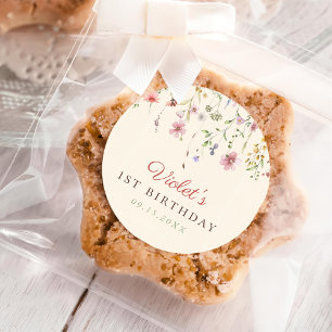 Sticker Rond Petite fleur Fleur sauvage 1er anniversaire