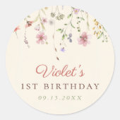 Sticker Rond Petite fleur Fleur sauvage 1er anniversaire (Devant)